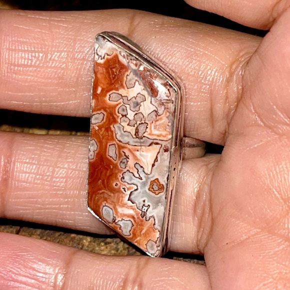 Rustic Crazy Lace Agate Ring 5 1/2 - Picture 4 of 7